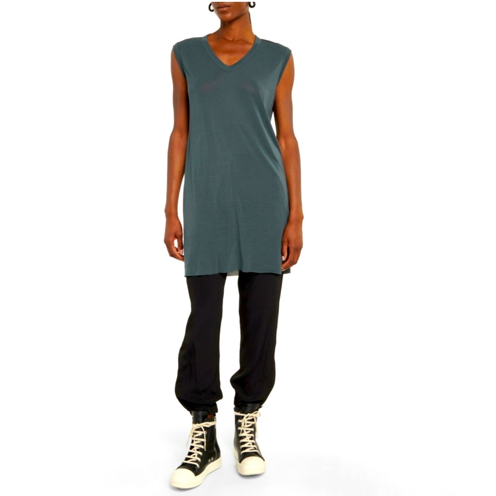 Rick Owen’s Forever V Neck Sleeveless Tee in Teal